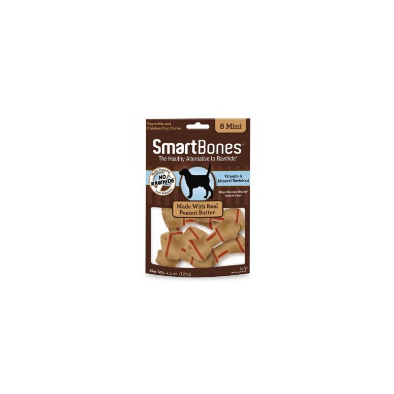 SMART BONES HUESOS CREMA DE CACAHUATE MINI (8 PIEZAS)